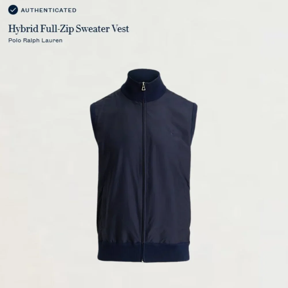 Polo‎ Ralph Lauren Hybrid Full-Zip Sweater Vest | Medium/Navy | NWT